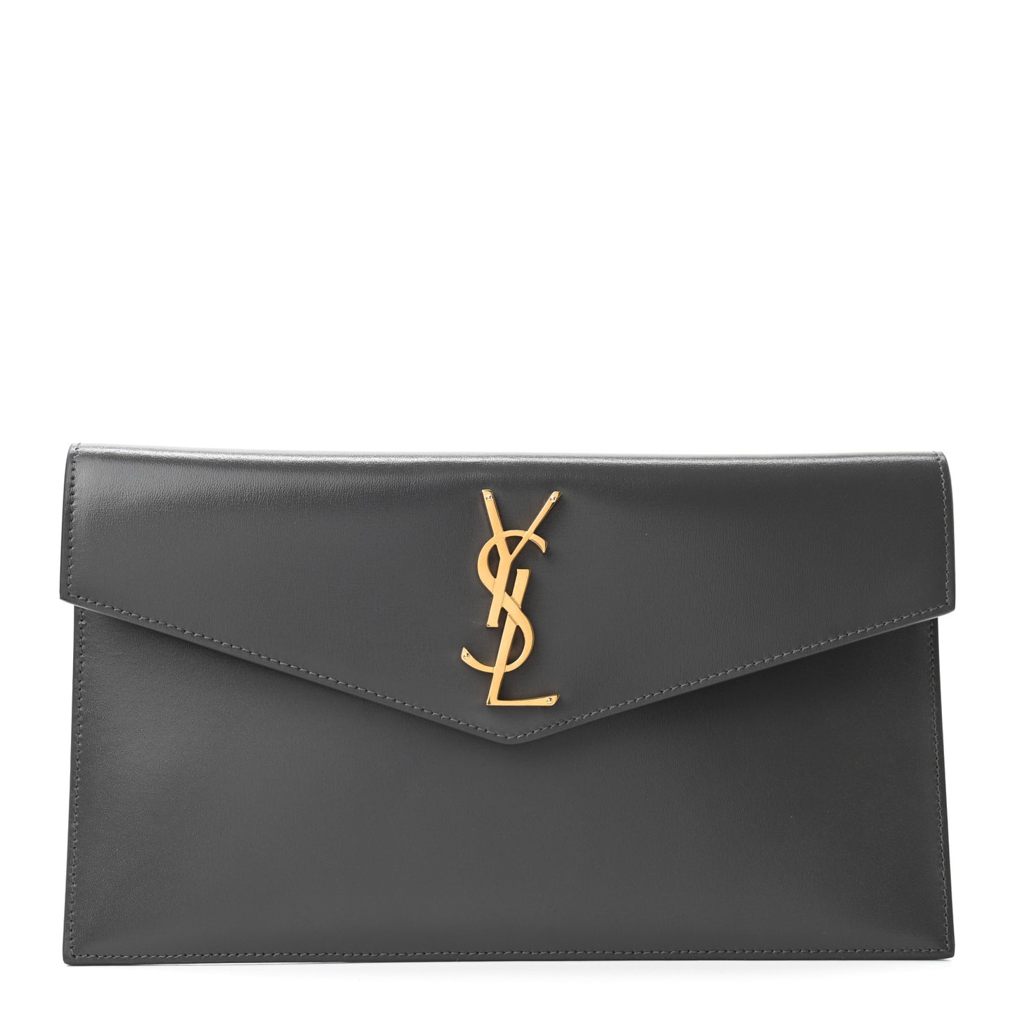 Smooth Shiny Calfskin Uptown Pouch Storm