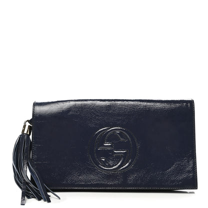 Gucci Soft Patent Medium Soho Clutch Uniform Blue 1 of 9