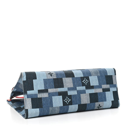 Louis Vuitton Denim Damier Monogram Onthego Blue Rouge 4 of 8