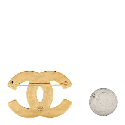 Chanel Metal Marbled Enamel CC Brooch Brown Light Gold 2 of 4