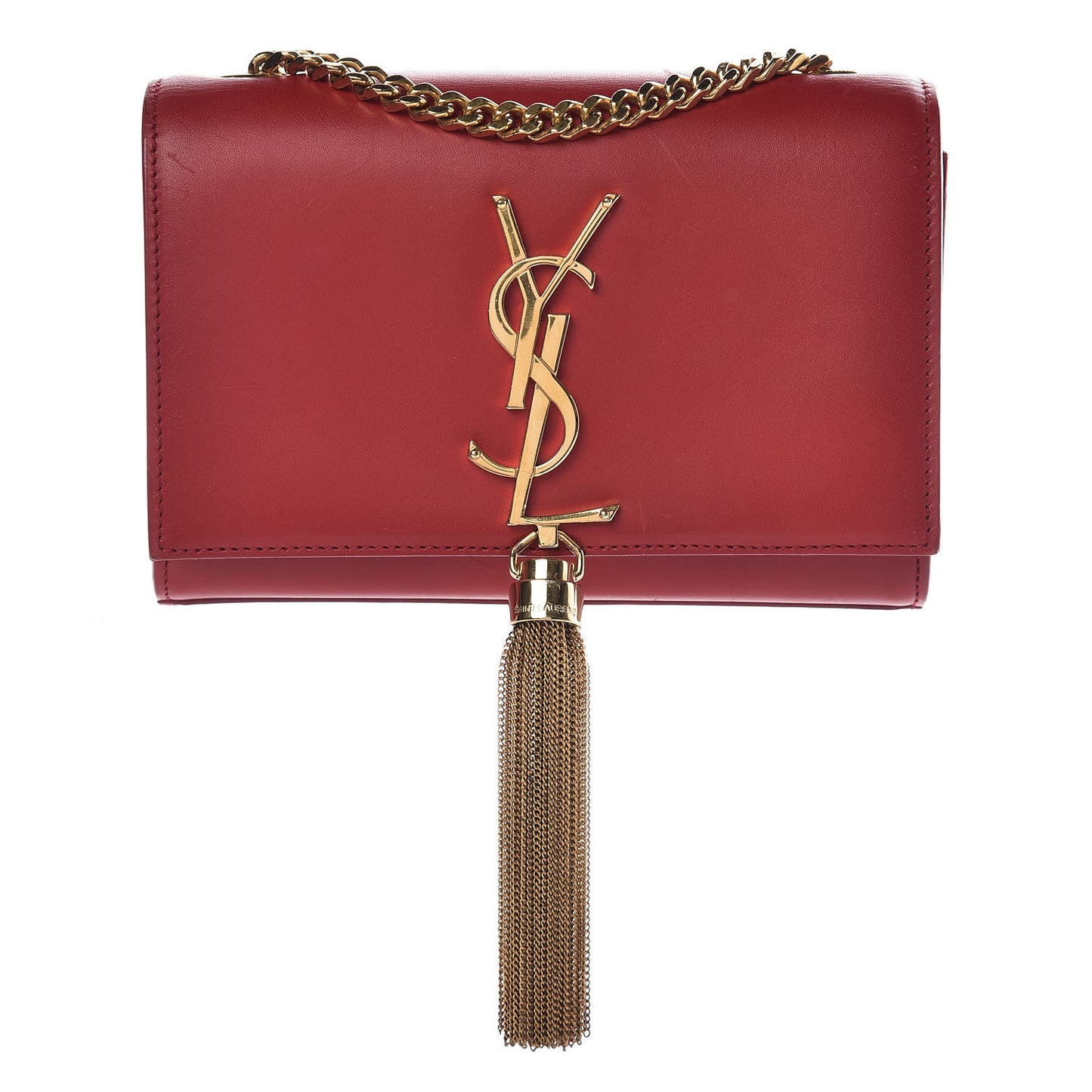 Calfskin Small Classic Monogram Kate Tassel Satchel Red