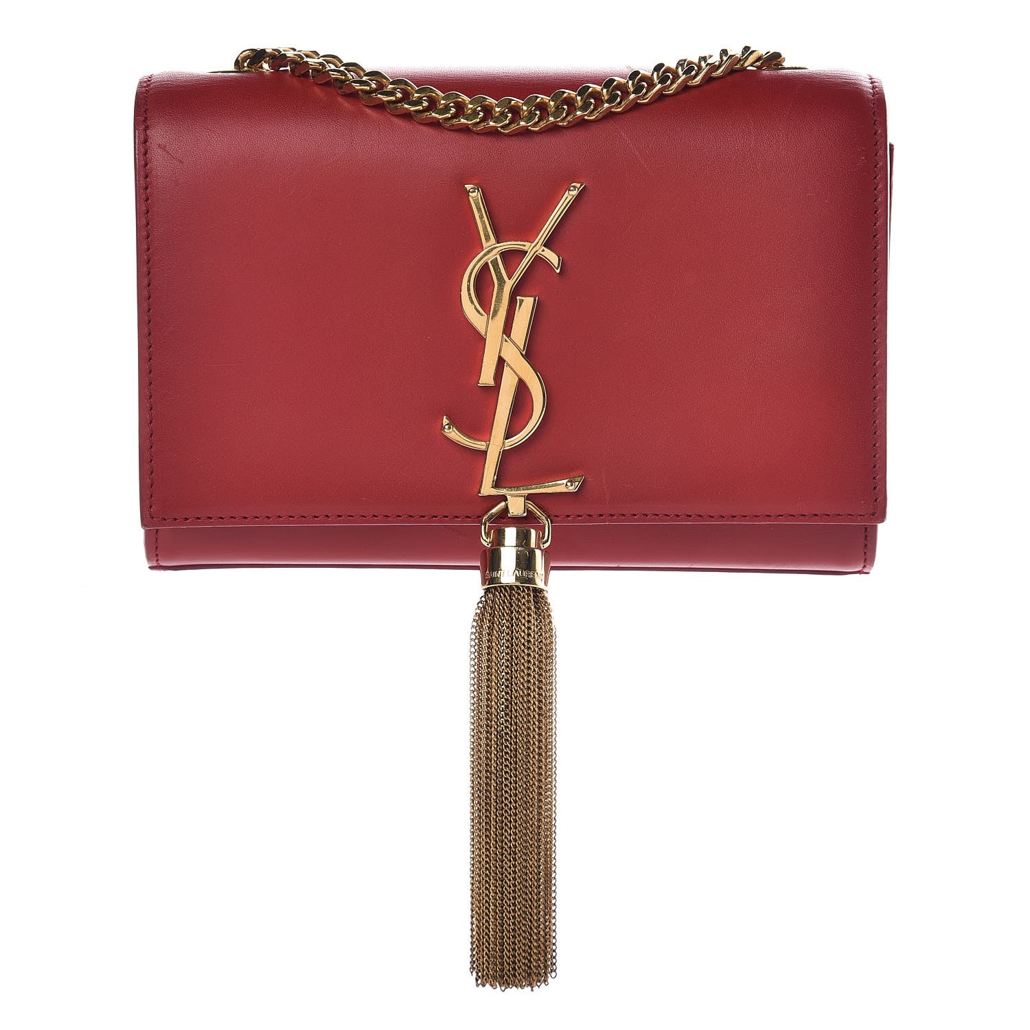 Saint Laurent Calfskin Small Classic Monogram Kate Tassel Satchel Red 1 of 12
