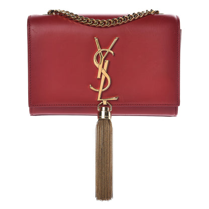 Saint Laurent Calfskin Small Classic Monogram Kate Tassel Satchel Red 1 of 12