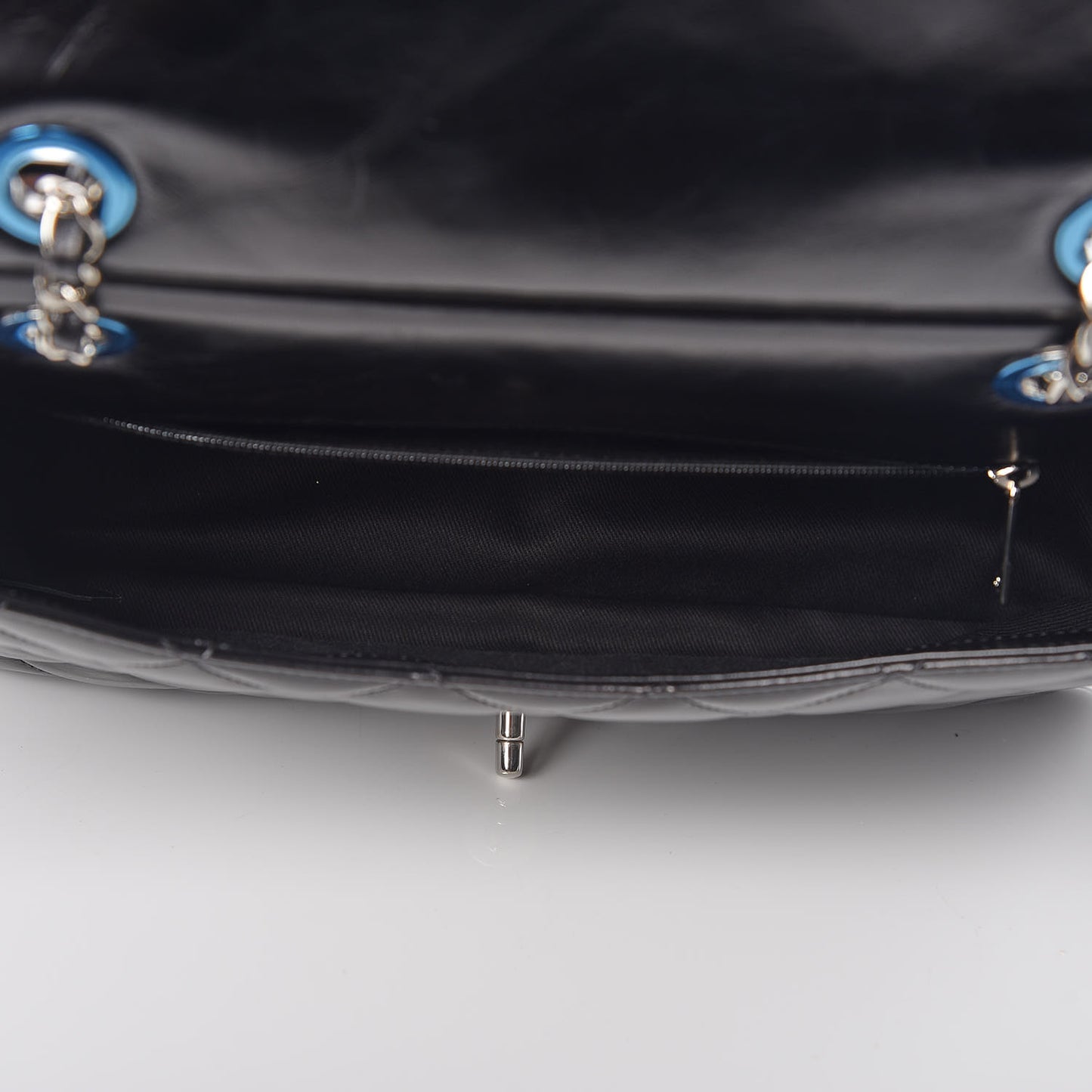 Glazed Calfskin Quilted Small CC Delivery Tote Black