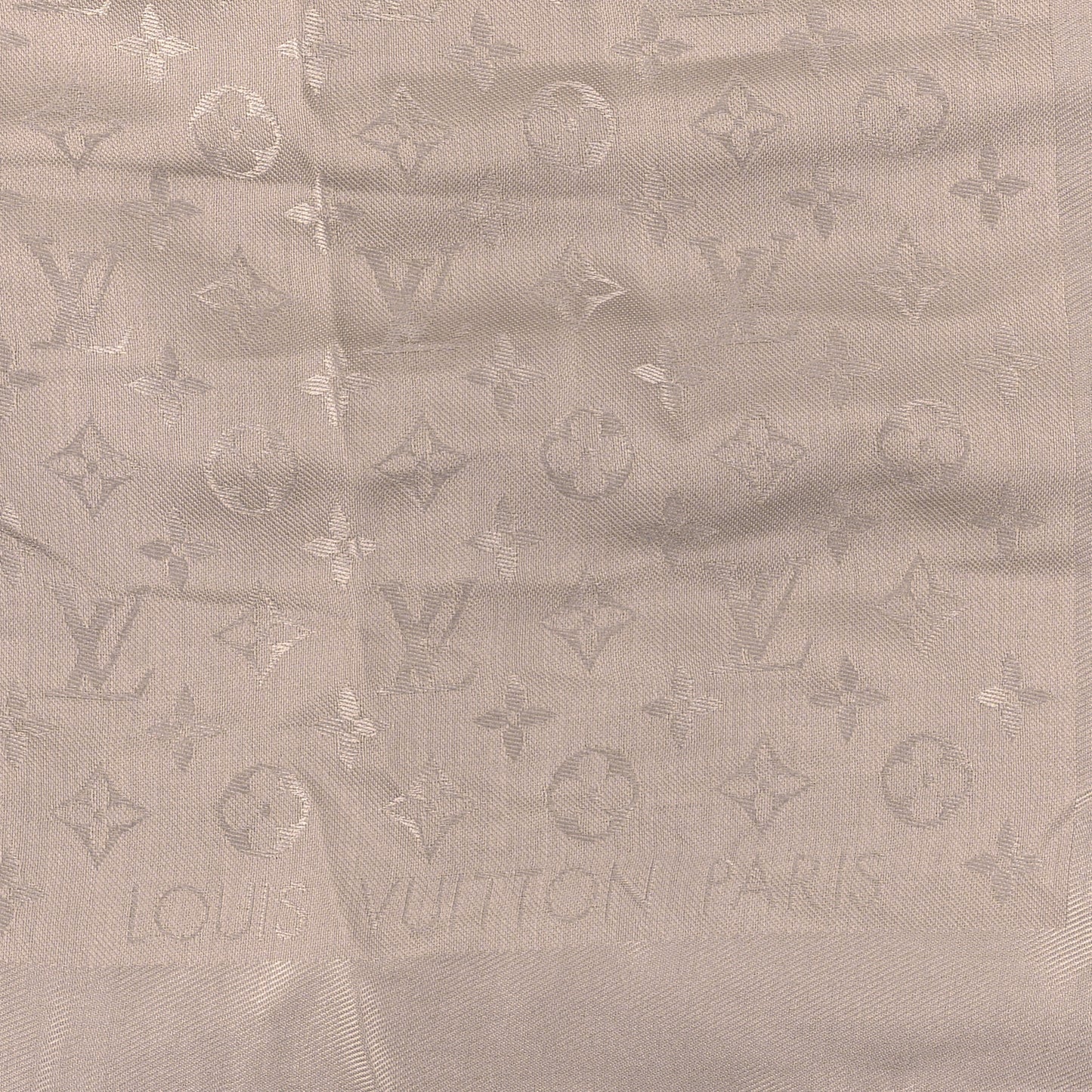 Silk Lurex Wool Monogram Shine Shawl Greige