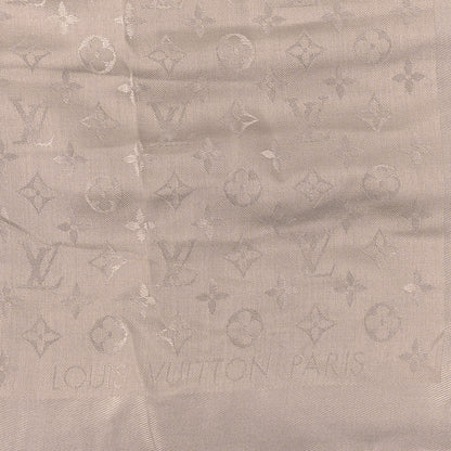 Louis Vuitton Silk Lurex Wool Monogram Shine Shawl Greige 2 of 4
