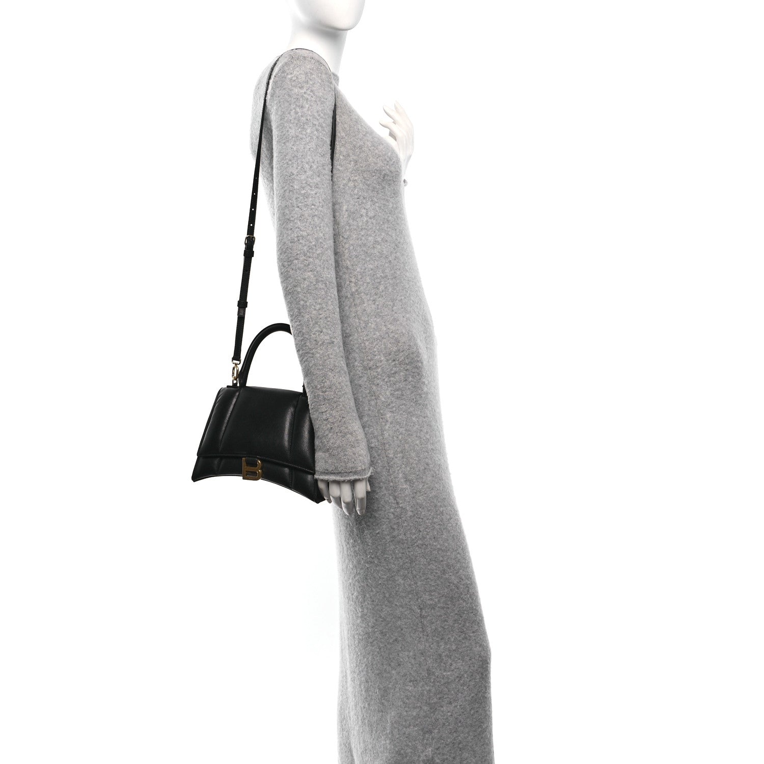 Balenciaga Nappa Calfskin Puffy Small Hourglass Top Handle Bag Black 2 of 11