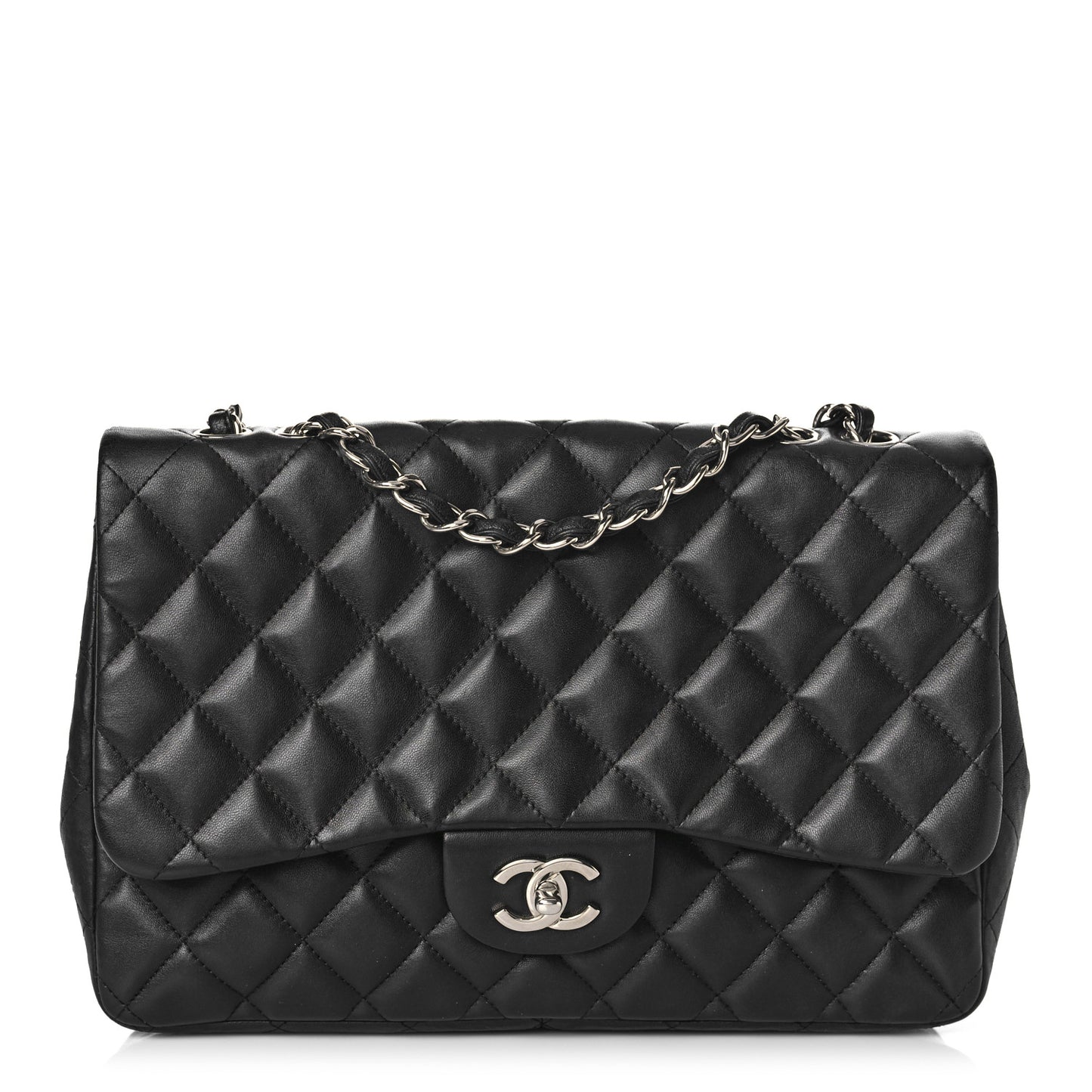 Lambskin Quilted Jumbo Single Flap Black