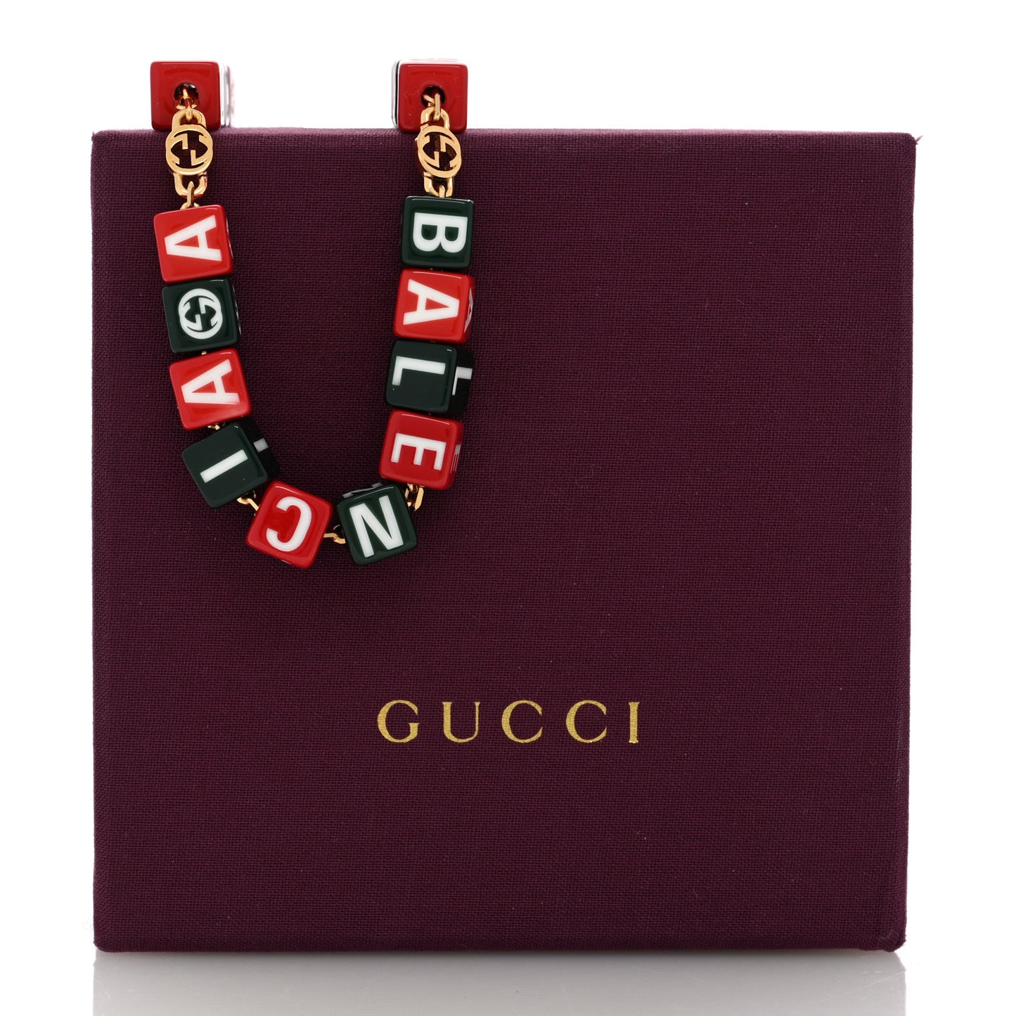 X BALENCIAGA Resin Symbols Necklace Green Red