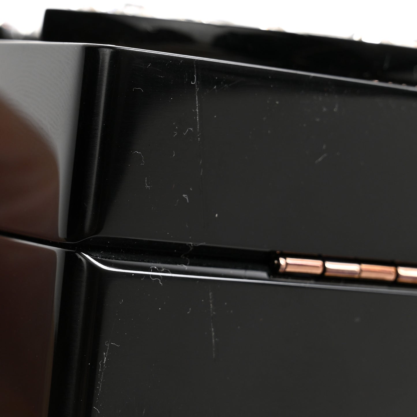 Plexiglass Crystal CC Minaudiere Clutch Black Copper