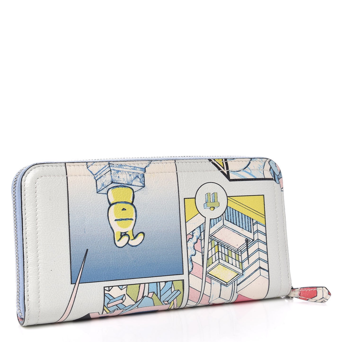 X JAMES JEAN Glace Calf Comic Print Zip Around Wallet Cielo Astral