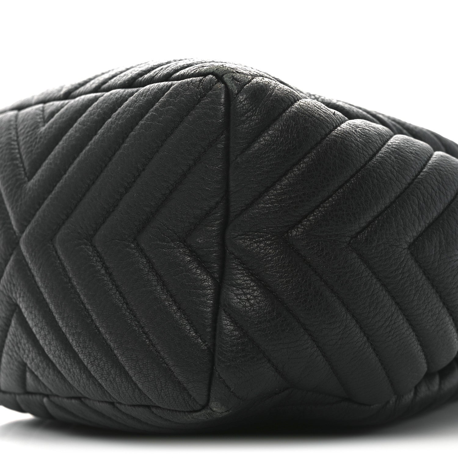 Chanel Deerskin Chevron Small CC Chain Bucket Bag Black 10 of 10