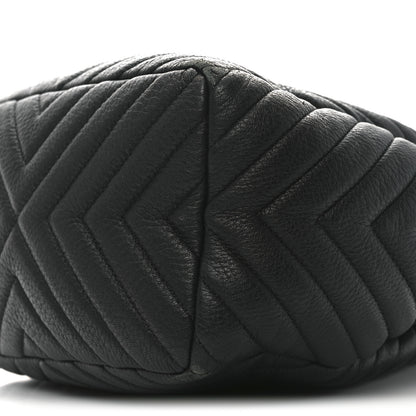 Chanel Deerskin Chevron Small CC Chain Bucket Bag Black 10 of 10