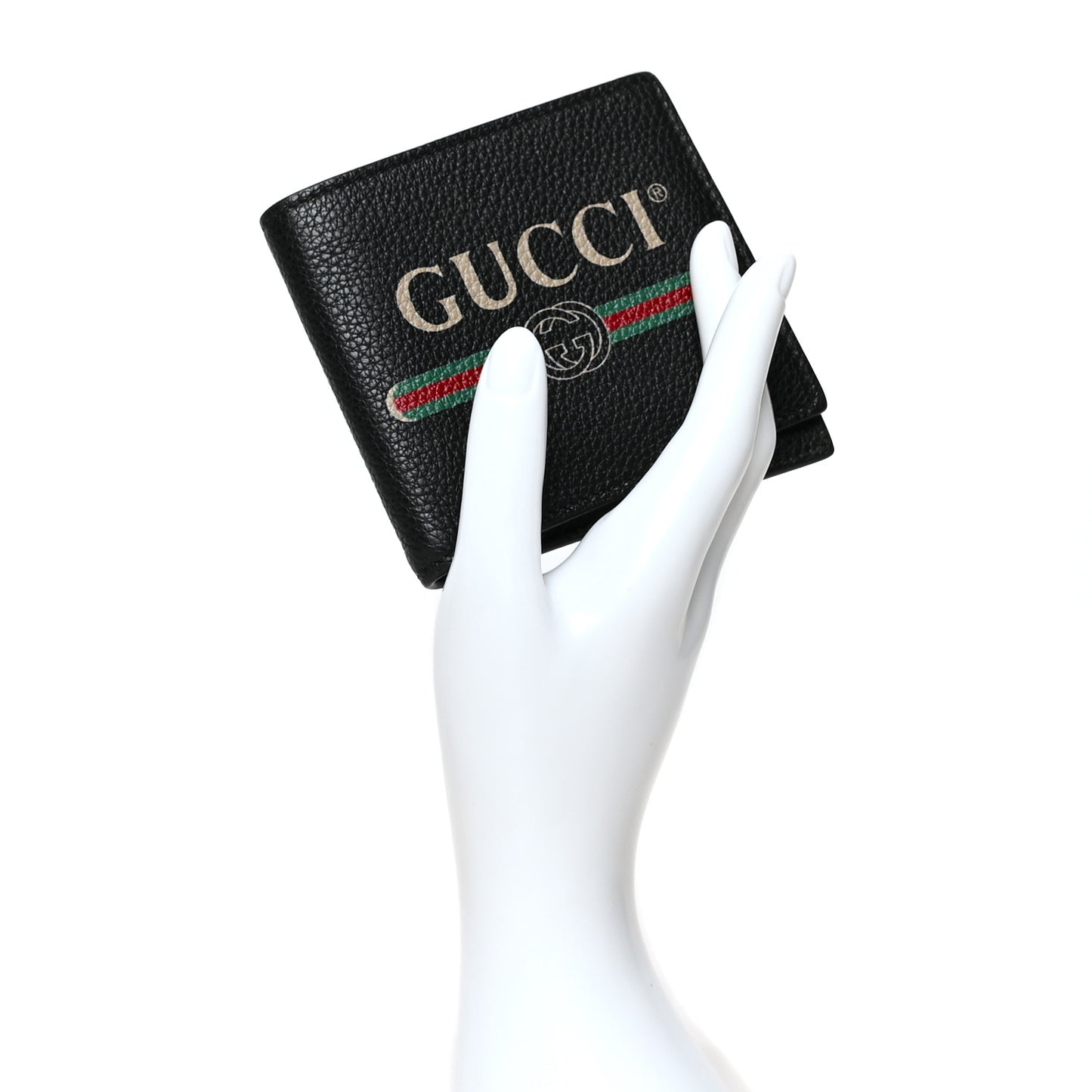 Cripto Calfskin Logo Bi-Fold Wallet Black Grege