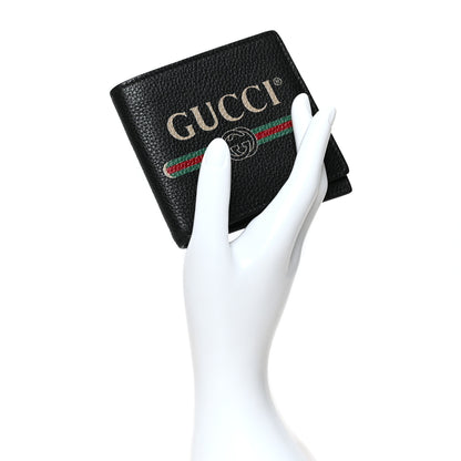 Gucci Cripto Calfskin Logo Bi-Fold Wallet Black Grege 2 of 7