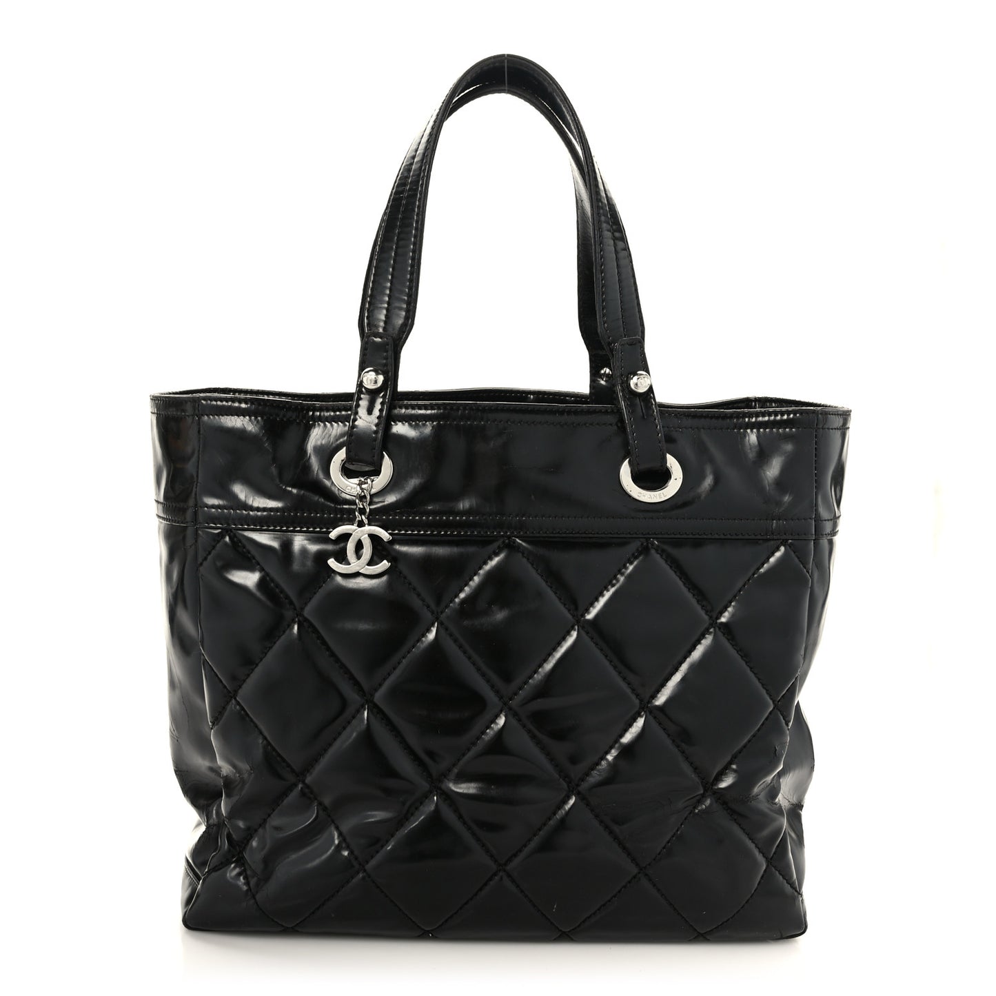 Vinyl Quilted Large Paris Biarritz Tote Black