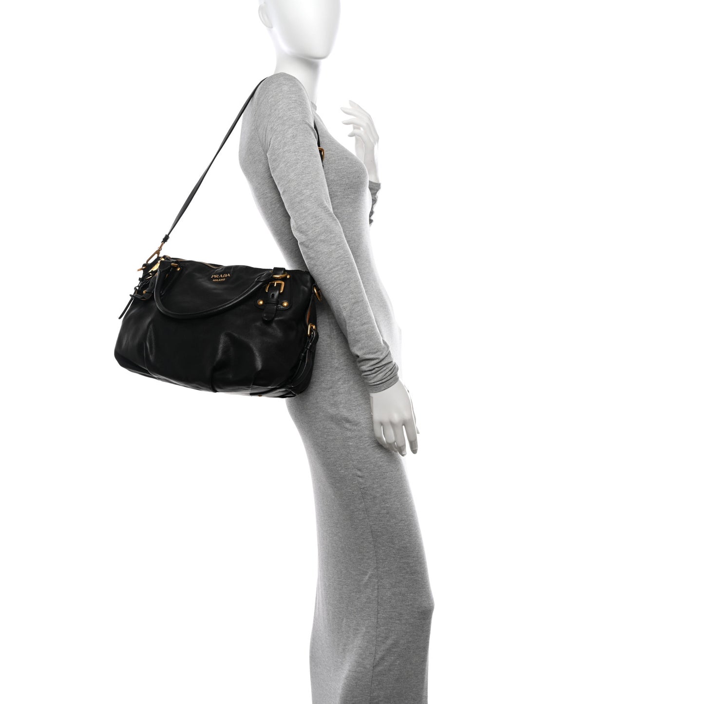 Vitello Soft Shopping Satchel Black