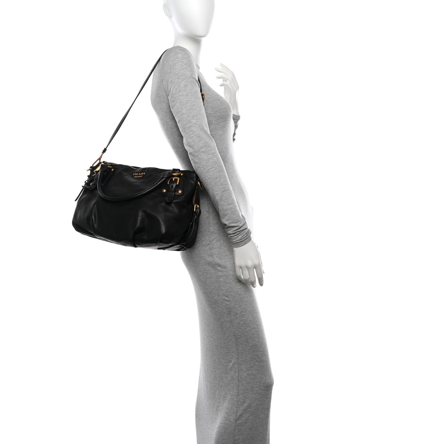 Prada Vitello Soft Shopping Satchel Black 2 of 18