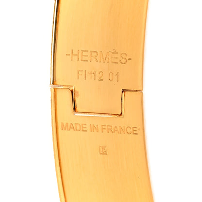 Hermes Enamel Printed Quadrige Au Fil Narrow Clic Clac H Bracelet PM Jaune Or Black 5 of 5