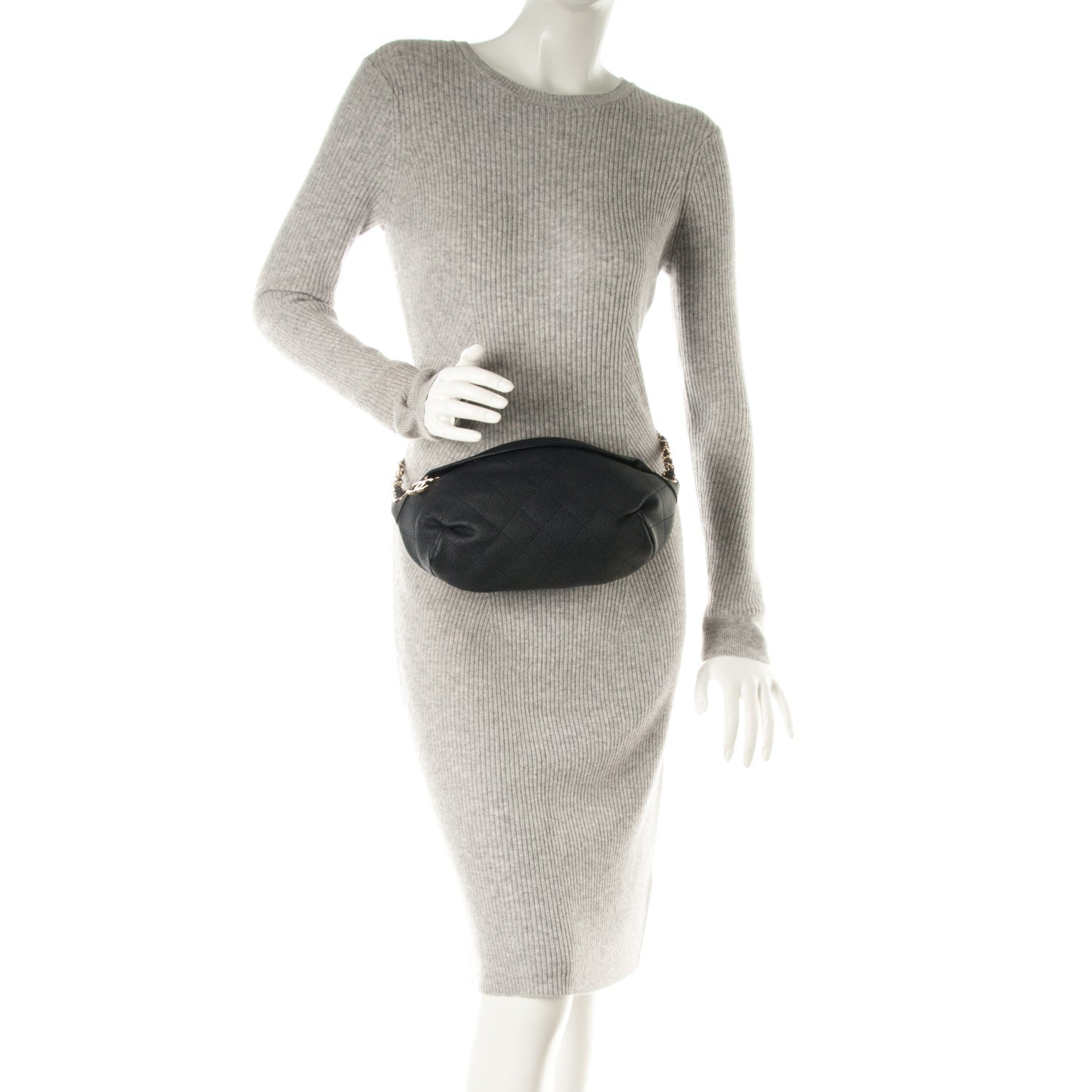 Chanel Caviar Stitched Zip and Carry Fanny Pack Navy Blue 2 of 7