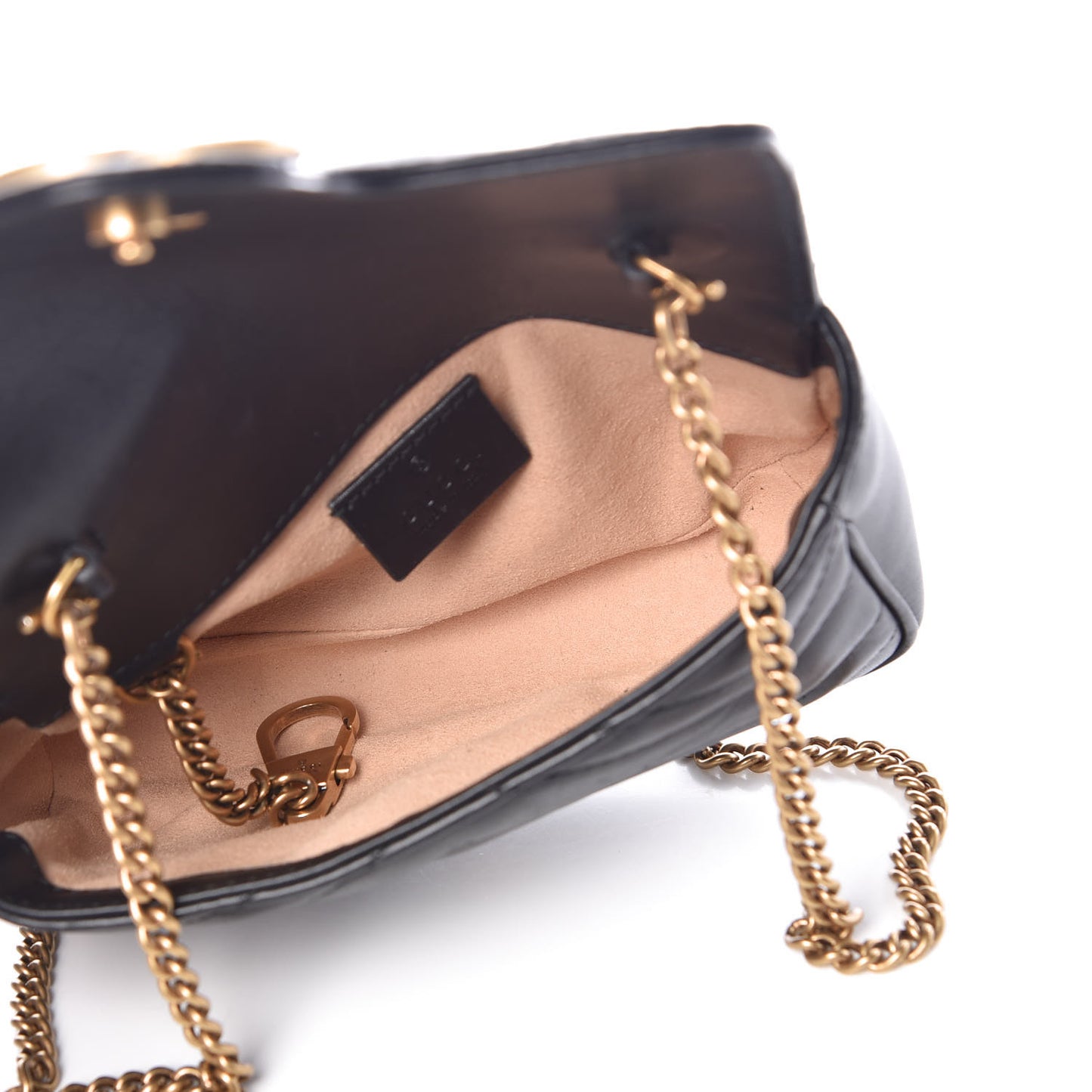 Calfskin Matelasse Super Mini GG Marmont Shoulder Bag Black
