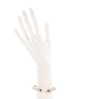 David Yurman Sterling Silver Diamond Prasiolite 7mm Cable Classics Bracelet 2 of 5