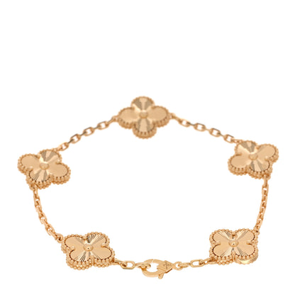 Van Cleef & Arpels 18K Yellow Gold 5 Motifs Guilloche Vintage Alhambra Bracelet 2 of 5
