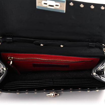 Valentino Garavani Lambskin Rockstud Spike Wallet on Chain Black 7 of 12