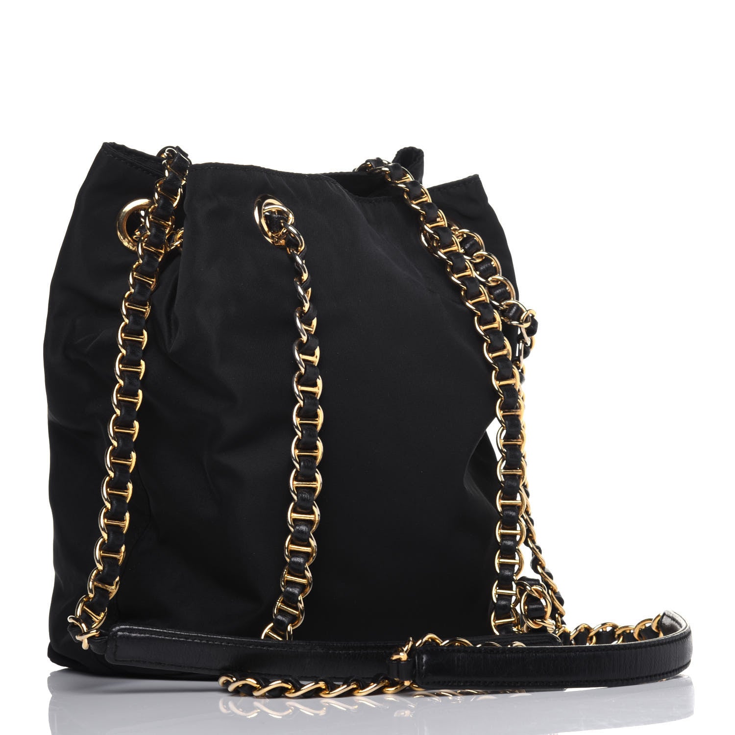 Prada Nylon Tessuto Acciaio Chain Shoulder Bag Black 3 of 12