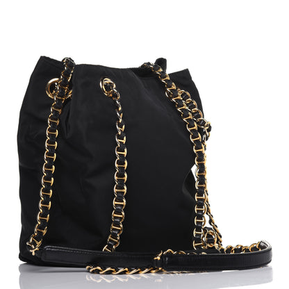 Prada Nylon Tessuto Acciaio Chain Shoulder Bag Black 3 of 12