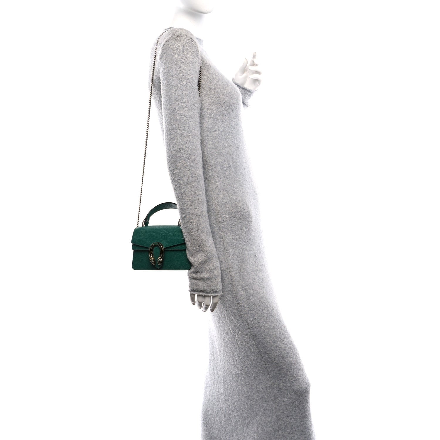 Gucci Dollar Calfskin Crystal Mini Dionysus Top Handle Bag Emerald 2 of 10