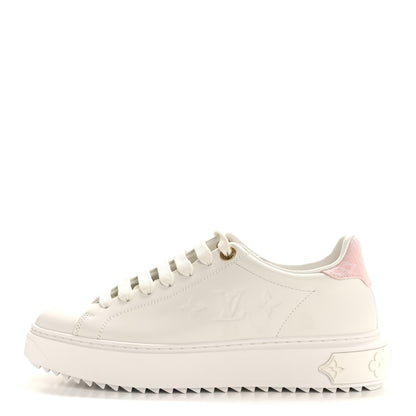 Louis Vuitton Lambskin Embossed Monogram Denim Time Out Sneakers 37.5 Pink 1 of 10