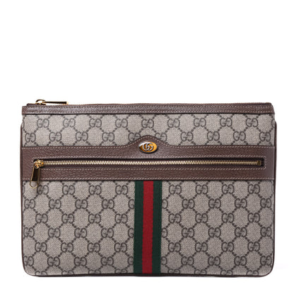 Gucci GG Supreme Monogram Large Ophidia Pouch Clutch Brown 1 of 9