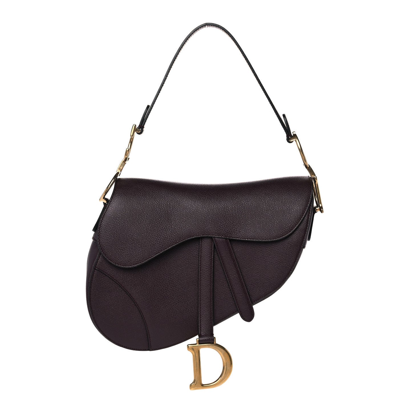 Grained Calfskin Saddle Bag Burgundy