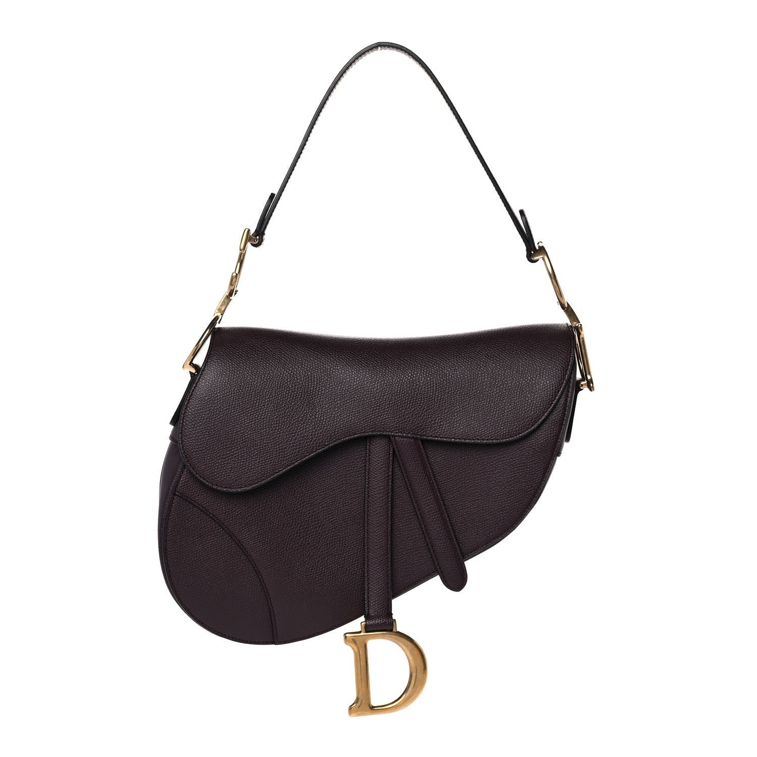 Christian Dior Grained Calfskin Saddle Bag Burgundy 1 of 9