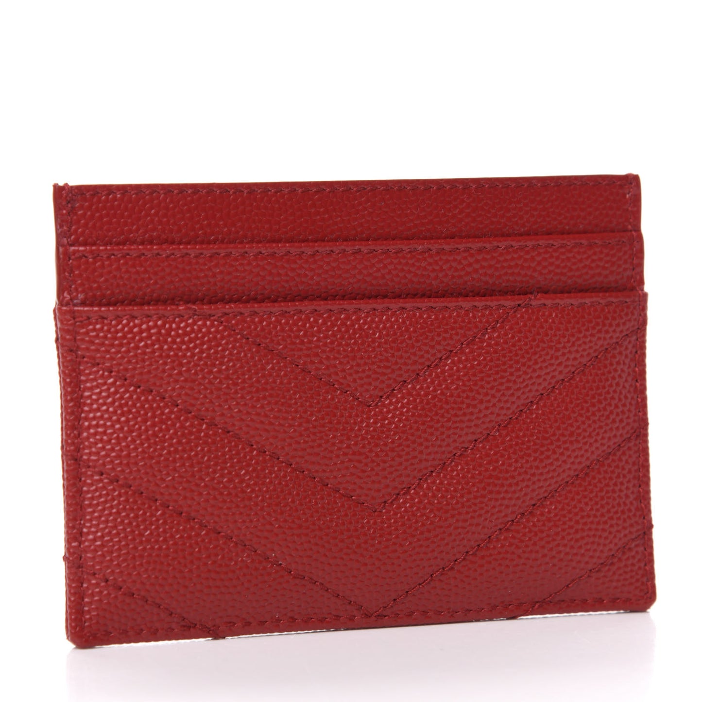 Grain De Poudre Matelasse Chevron Monogram Credit Card Case New Red