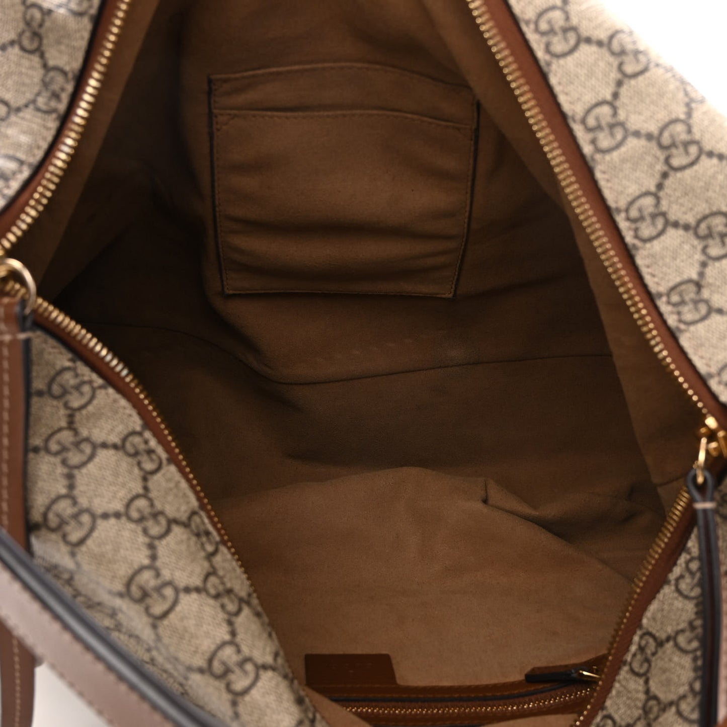 GG Supreme Monogram Large Linea A Hobo Light Brown