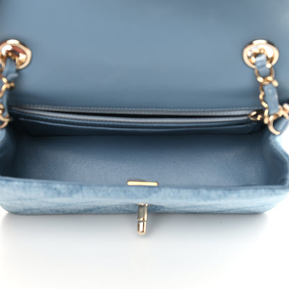 Chanel Denim Quilt Print Mini Rectangular Flap Light Blue 5 of 13