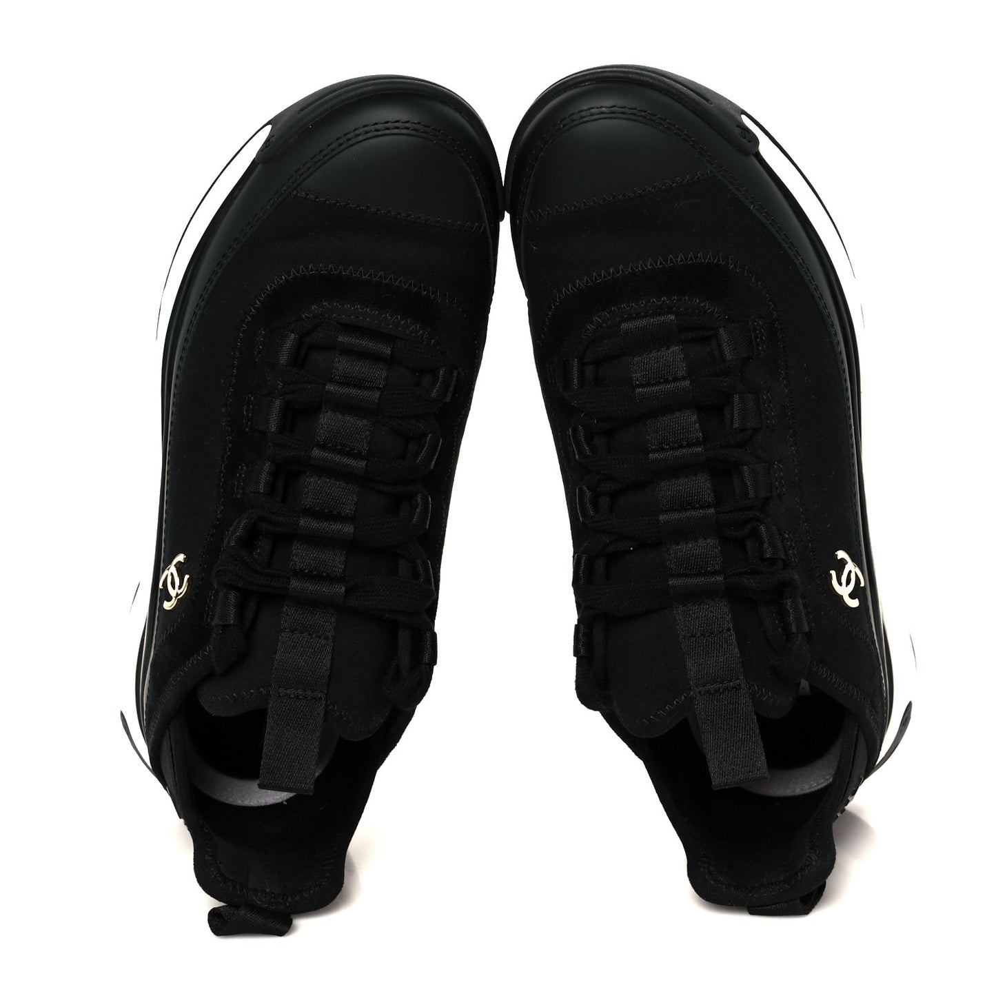 Velvet Calfskin Mixed Fibers CC Sneakers 36.5 Black