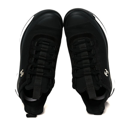 Chanel Velvet Calfskin Mixed Fibers CC Sneakers 36.5 Black 2 of 9