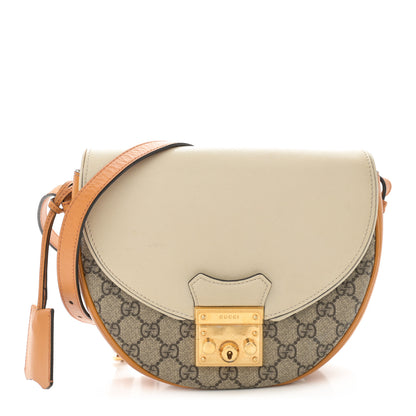 Gucci GG Supreme Monogram Calfskin Small Padlock Messenger Shoulder Bag Beige Mystic White Sun Oil 1 of 15