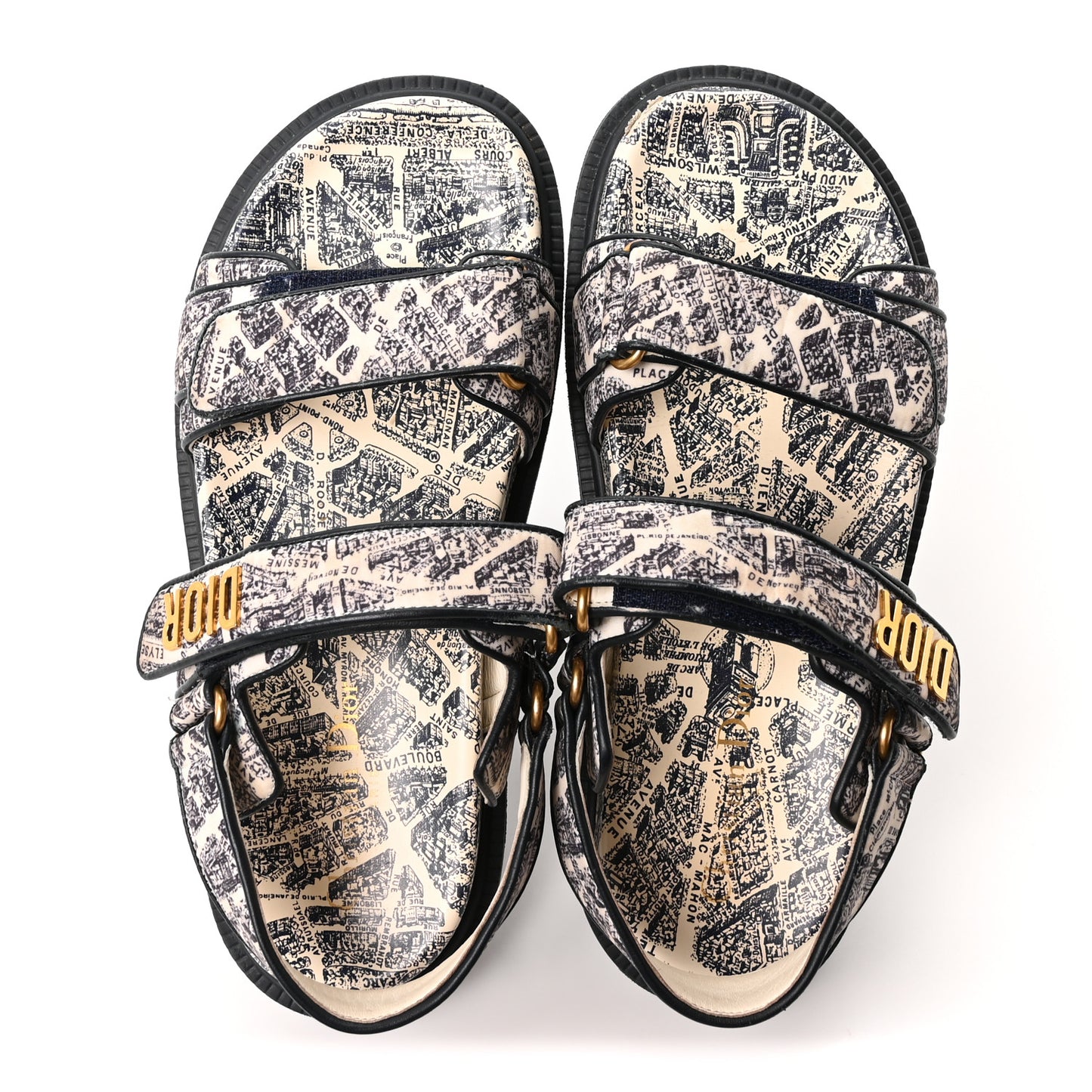 Technical Fabric Plan De Paris Dioract Sandals 38.5 Blue White