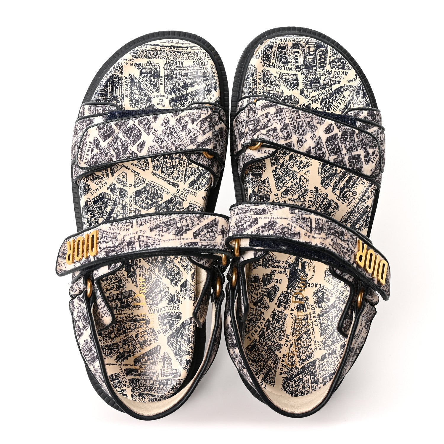 Christian Dior Technical Fabric Plan De Paris Dioract Sandals 38.5 Blue White 2 of 8