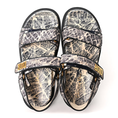 Christian Dior Technical Fabric Plan De Paris Dioract Sandals 38.5 Blue White 2 of 8