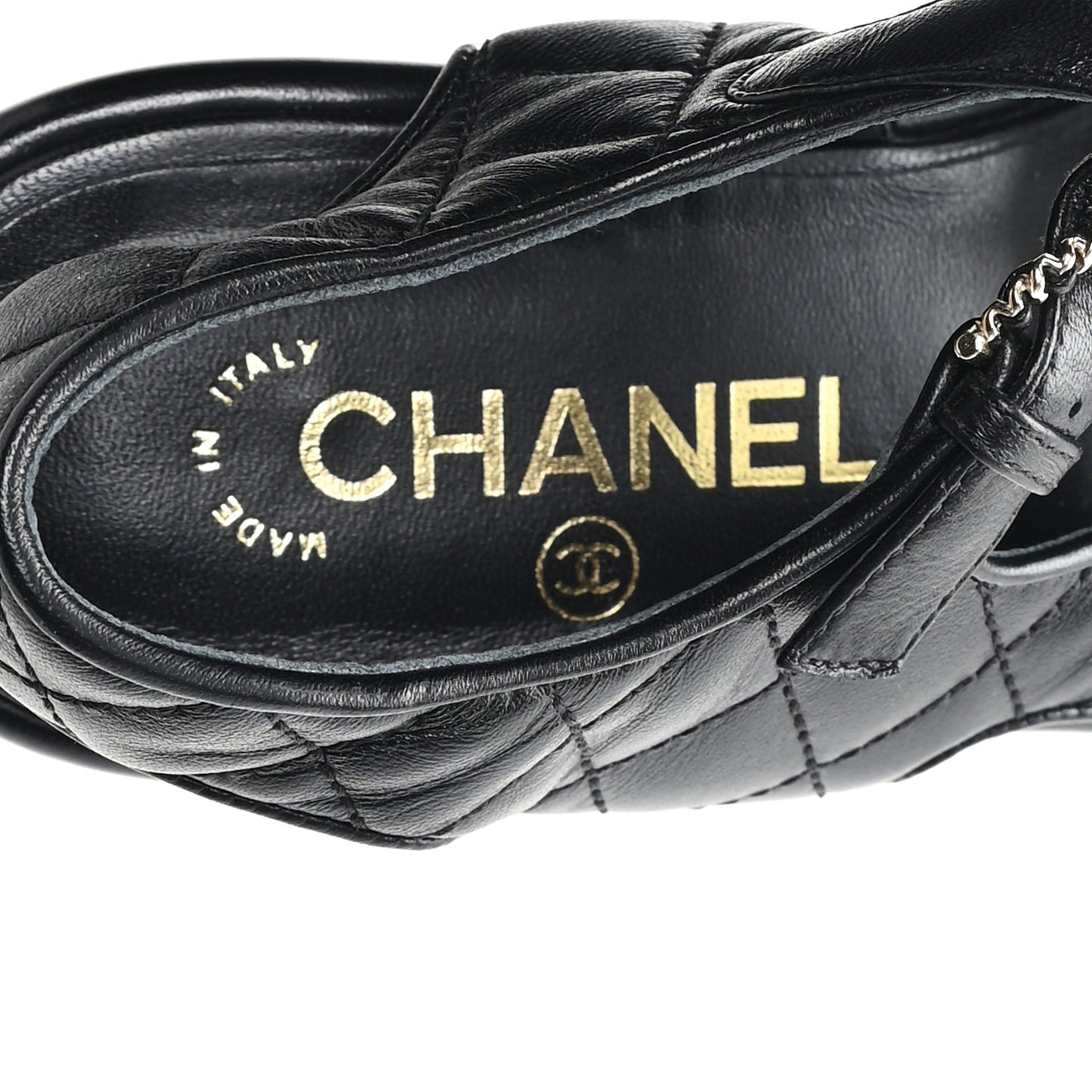 Lambskin Quilted CC Platform Sandals 37.5 Black