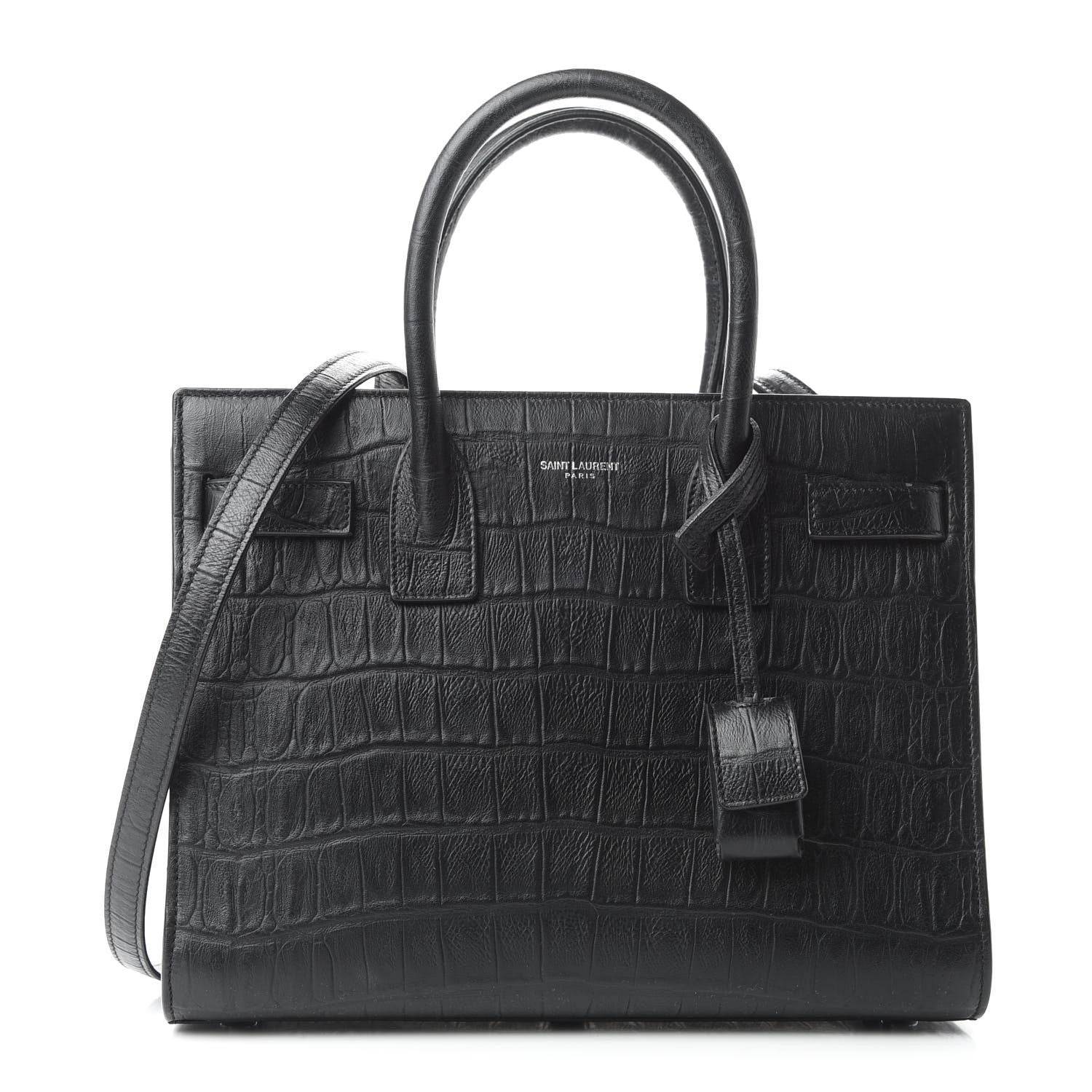 Saint Laurent Calfskin Crocodile Embossed Baby Sac De Jour Black 1 of 9