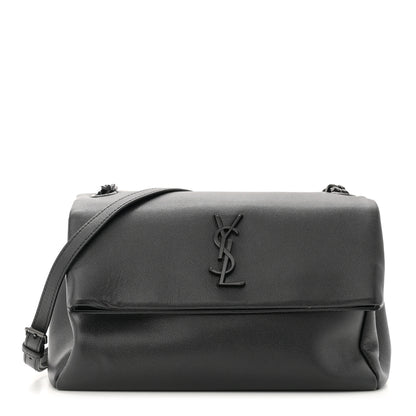 Saint Laurent Grain De Poudre Medium West Hollywood Monogram Fold-Over Black 1 of 10