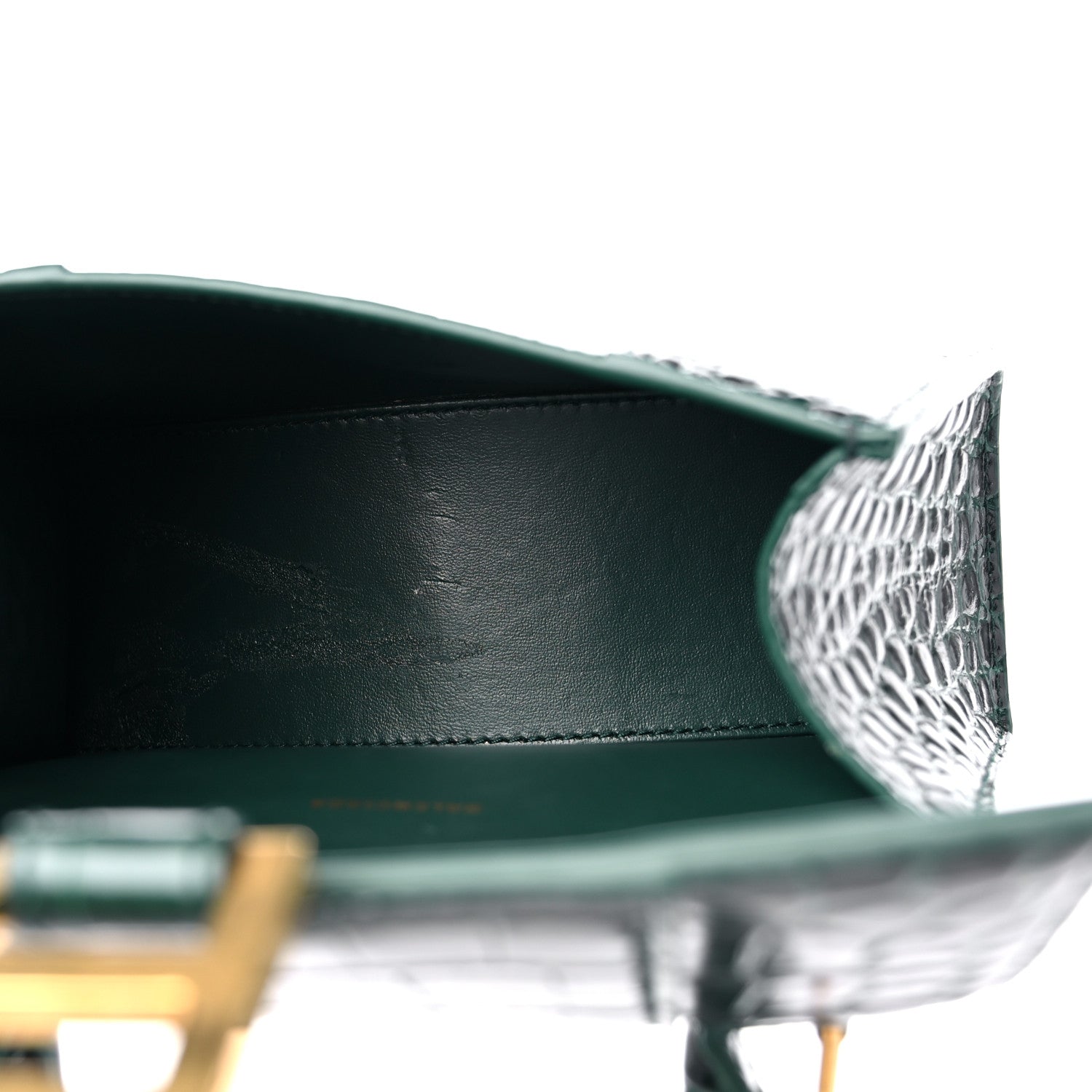 Balenciaga Shiny Calfskin Crocodile Embossed Hourglass Top Handle Bag XS Forest Green 5 of 11
