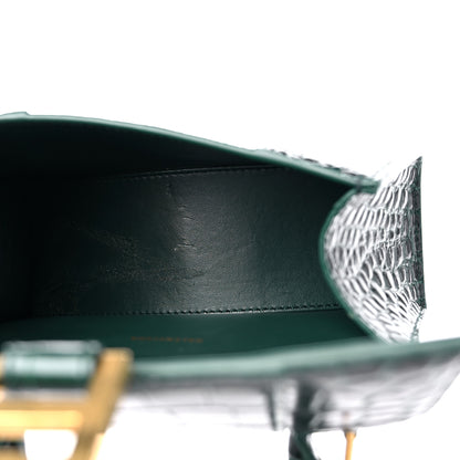 Balenciaga Shiny Calfskin Crocodile Embossed Hourglass Top Handle Bag XS Forest Green 5 of 11