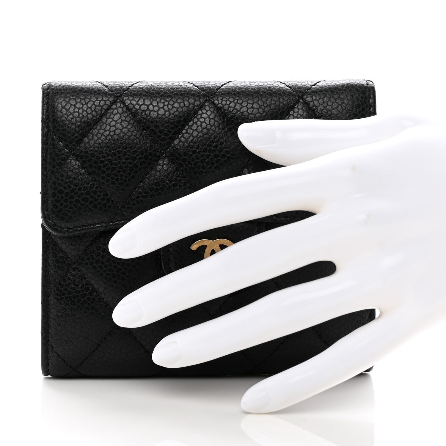Chanel Caviar Quilted Compact Flap Wallet Black 2 of 8